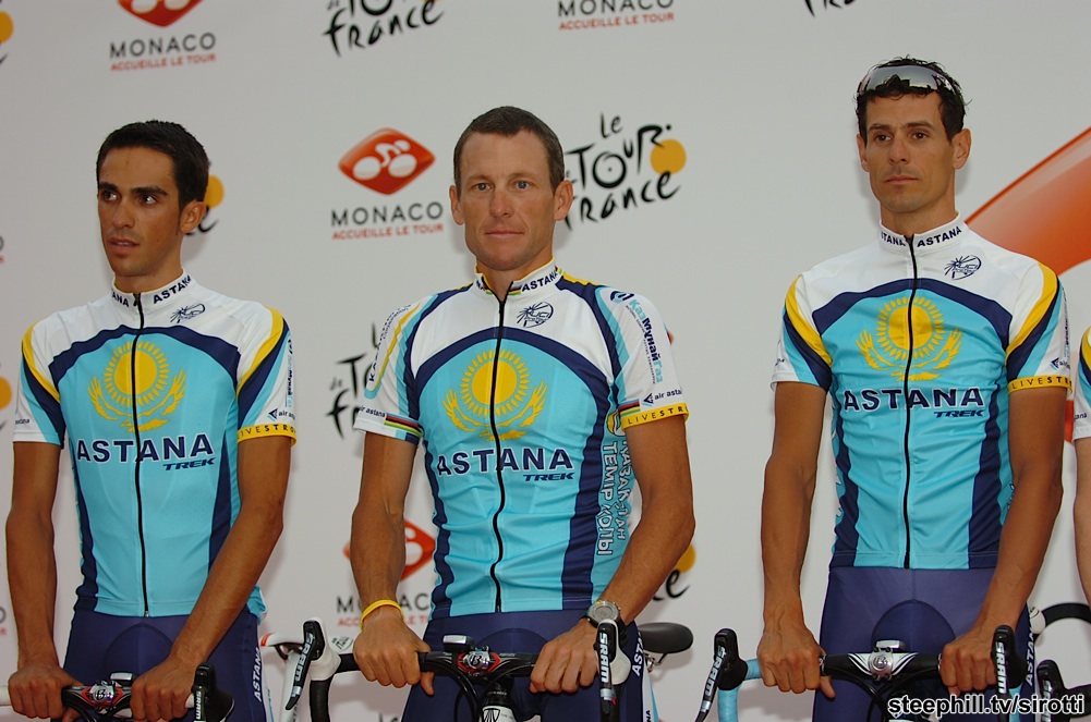 Team Astana Contador, Armstrong und Klöden(v.l.)